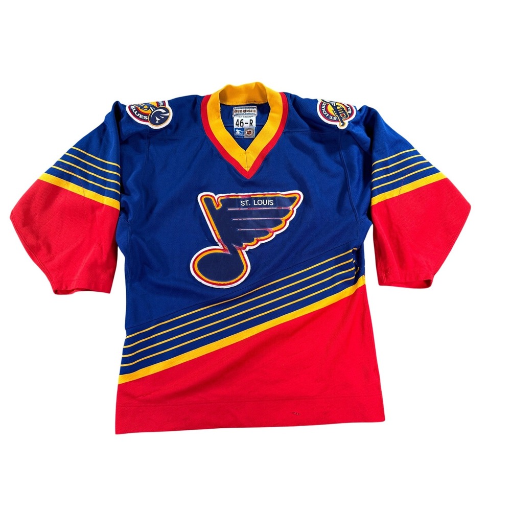 Vintage Starter St. Louis Blues NHL Jersey Mens 46 Blue 90s Authentic Center Ice